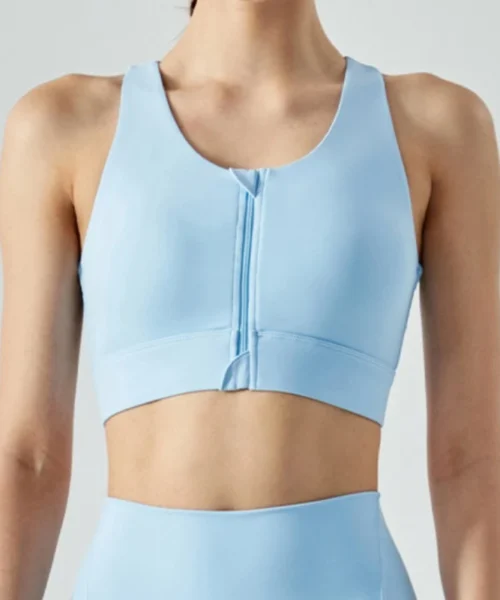 Wholesale High Impact Zip Up Sport Bra With Removable Pads