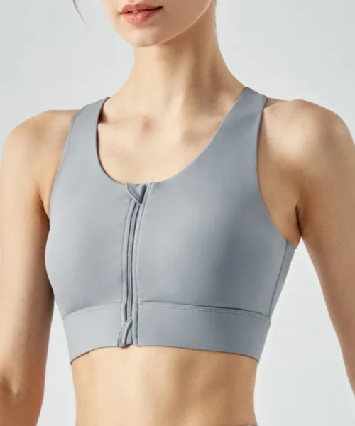 Wholesale High Impact Zip Up Sport Bra With Removable Pads