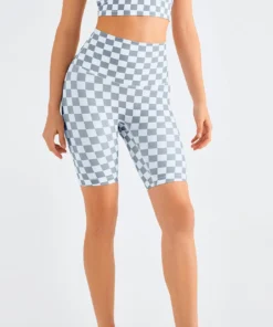 Wholesale checkerboard design five points yoga shorts